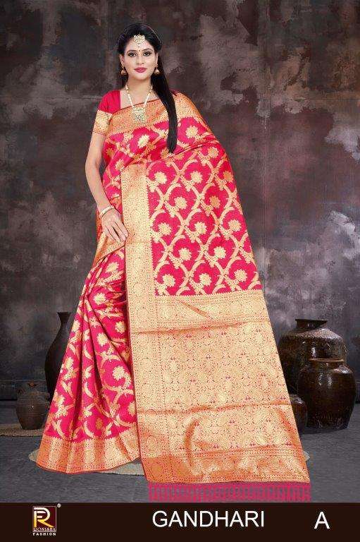 RONISHA FASHION GANDHARI A TO F SERIES PURE BANARASI HEAVY SAREES-00053