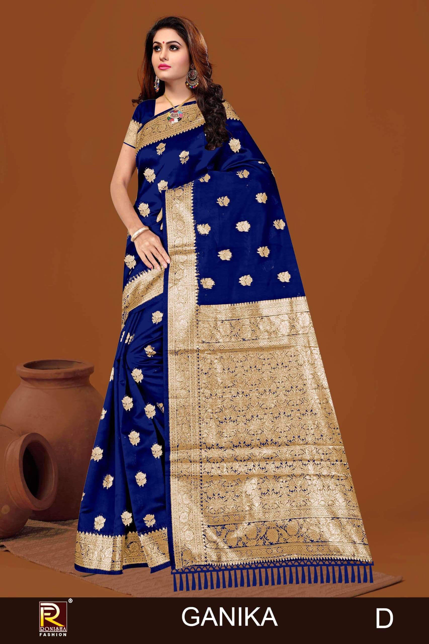 RONISHA FASHION GANIKA PURE FANCY BANARASHI SAREES-00053