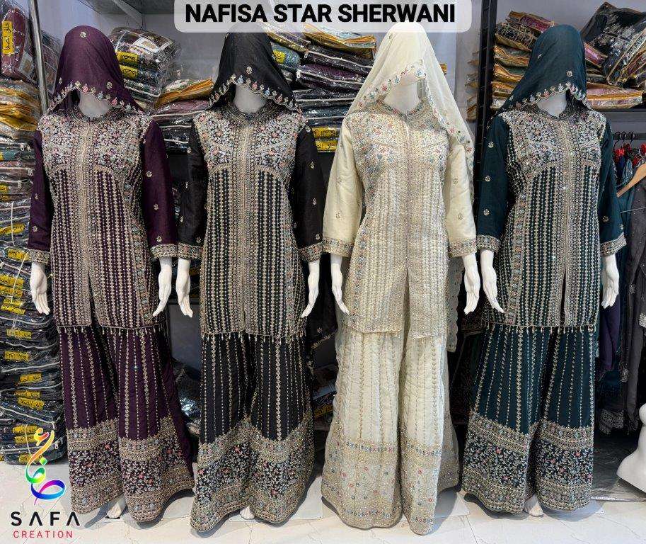 SAFA CREATION NAFISA STAR  PURE GEORGETTE EMBROIDERY DRESSES-00203
