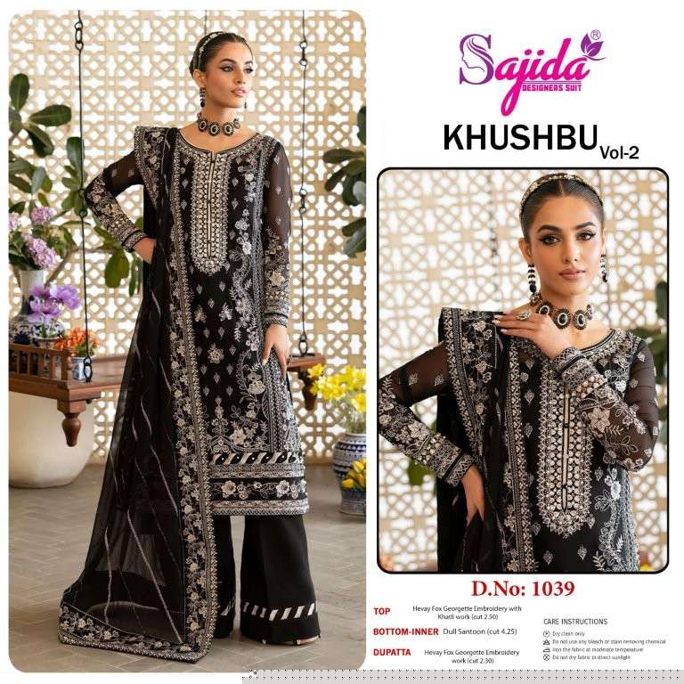 SAJIDA DESIGNER KHUSHBU VOL-2 PURE HEAVY GEORGETTE EMBROIDERY DRESS-00201
