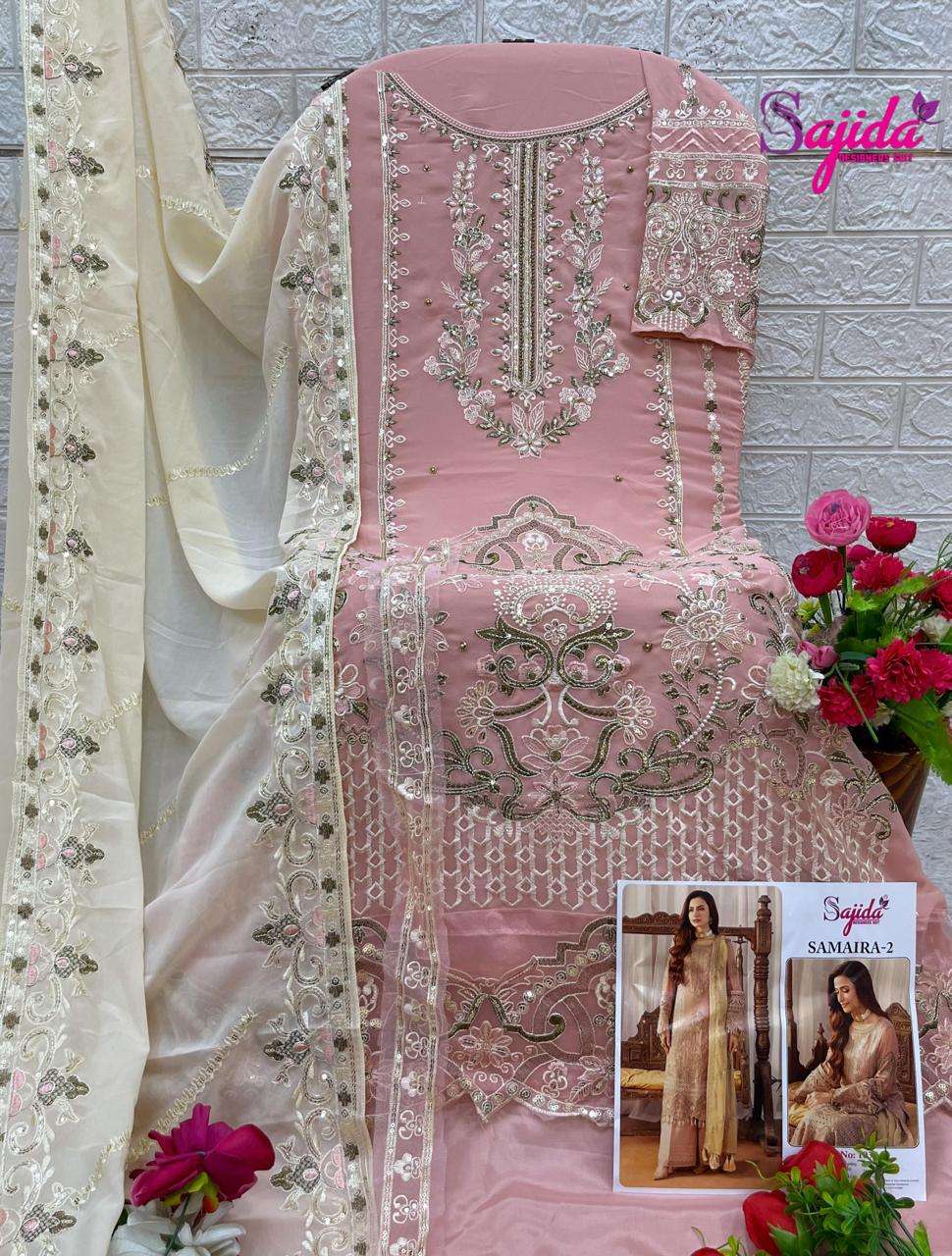 SAJIDA DESIGNER SAMAIRA VOL-2 PURE HEAVY GEOREGTTE EMBROIDERY DRESS-00062