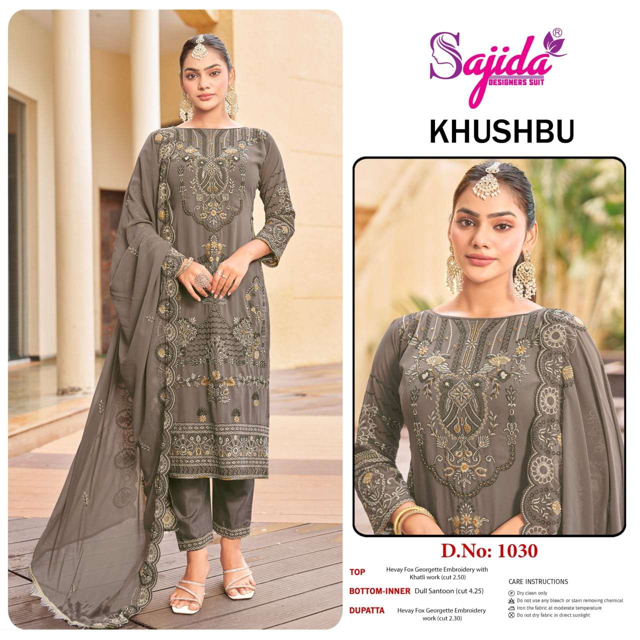 SAJIDA SD-1030 HEAVY EMBROIDERY GEORGETTE PAKISANTI DRESS-00062