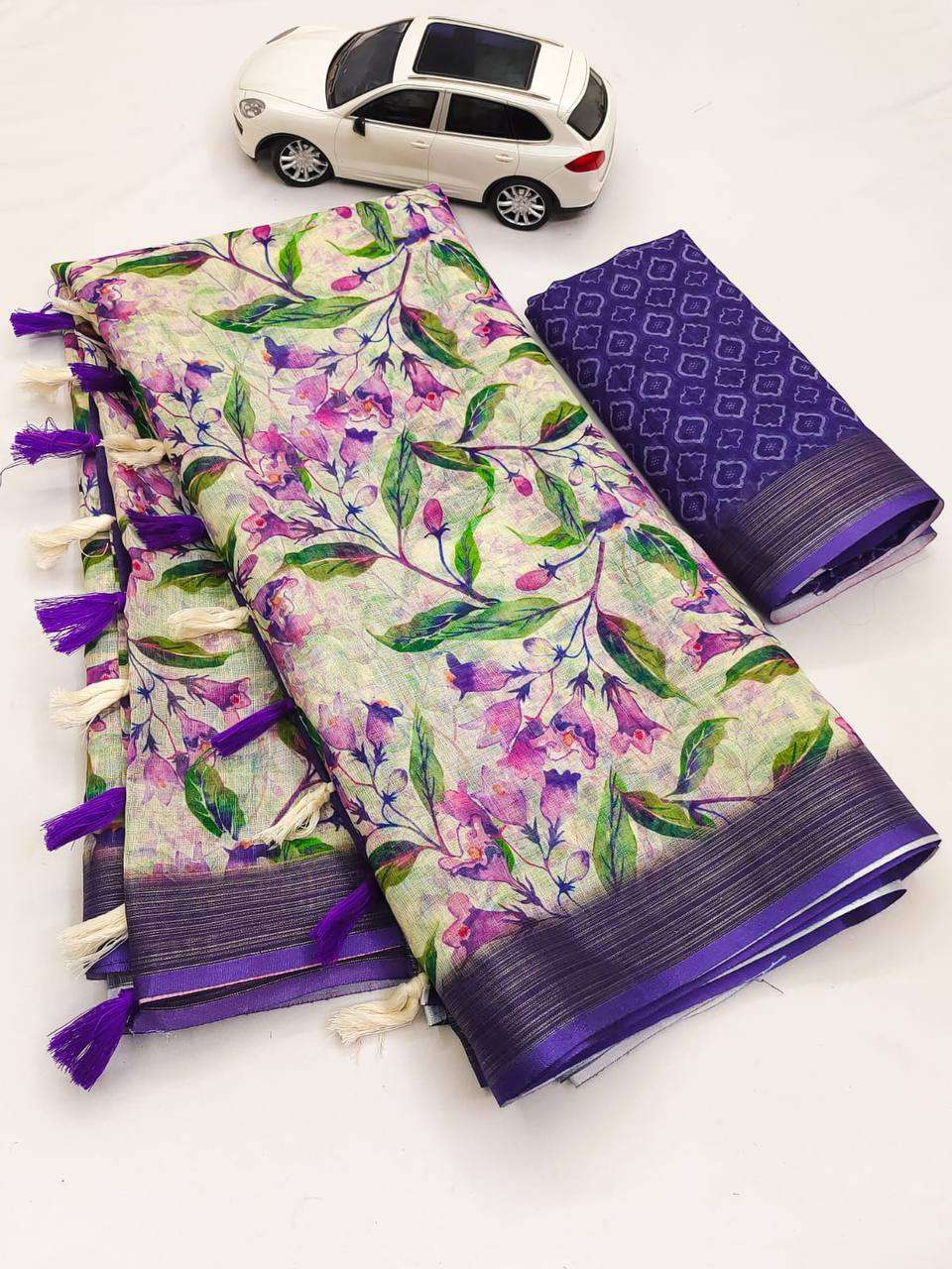 SAKHI VOL-96 BY ASLIWHOLESALE DESIGNER PURE LINEN PRINTED SAREES-00219