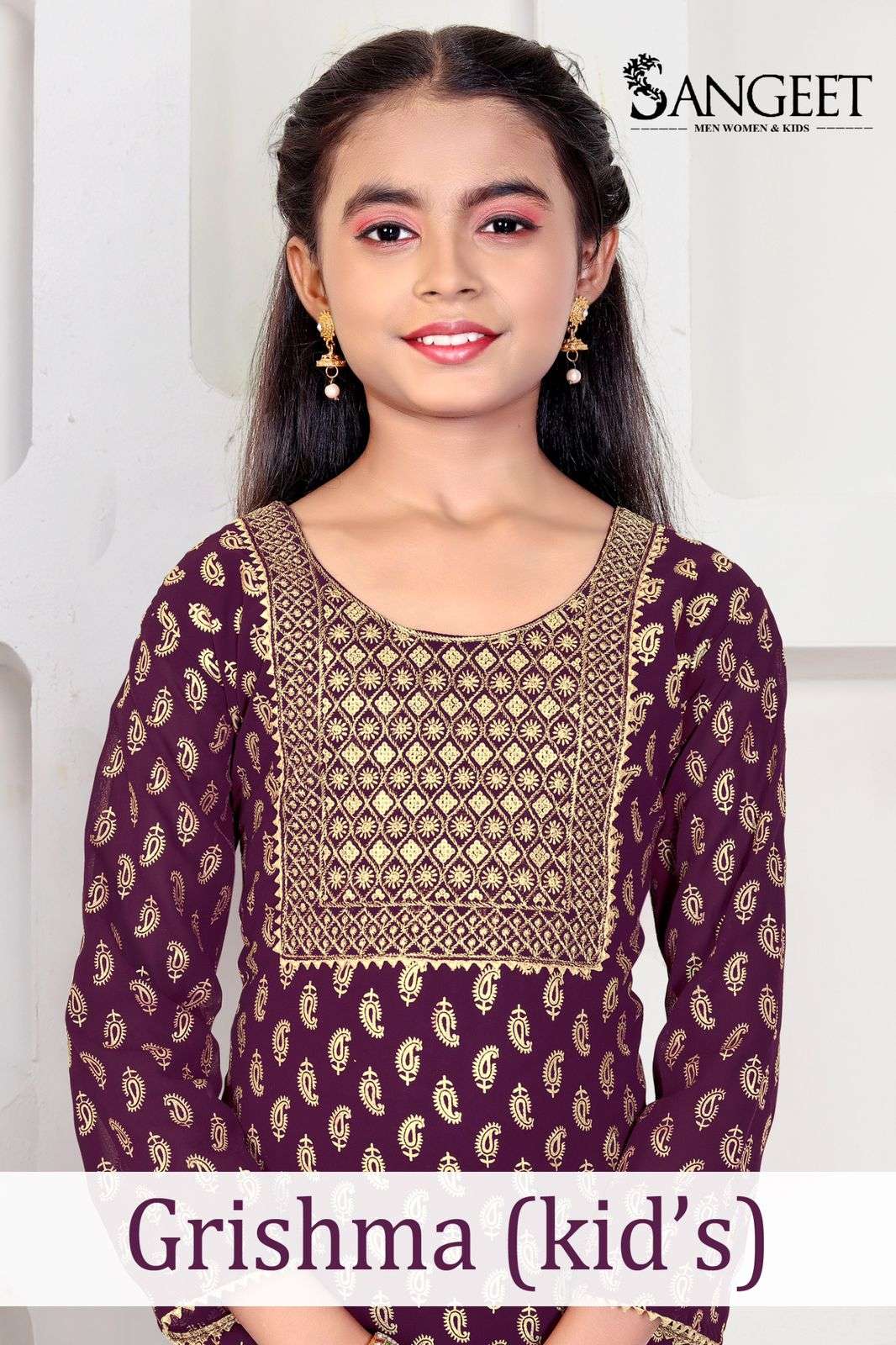 SANGEET GIRISHMA PURE FAUX GEORGETTE PRINTED KIDS WEAR KURTIS-00062