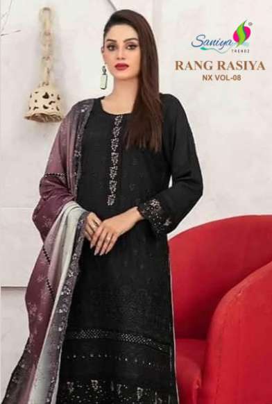 SANIYA TRENDZ RANG RASIYA NX VOL-08 8001 TO 8005 SERIES COTTON PRINTED PAKISTANI DRESSES-00071