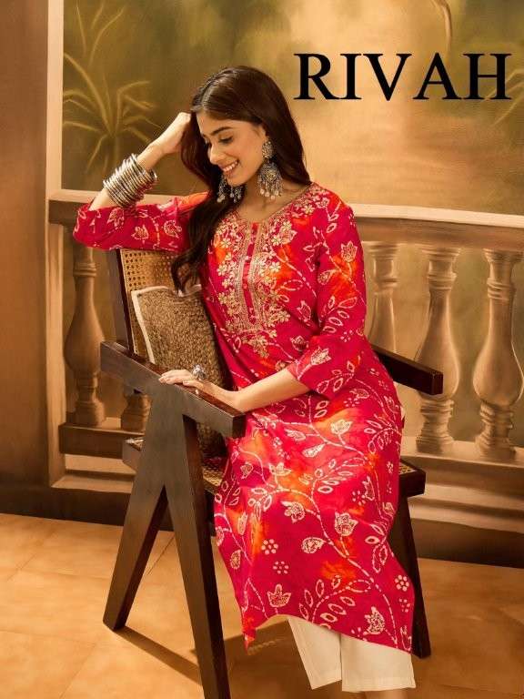 SANJANA LIFESTYLE RIVAH PURE RAYON AND COTTON FANCY KURTIS-00137