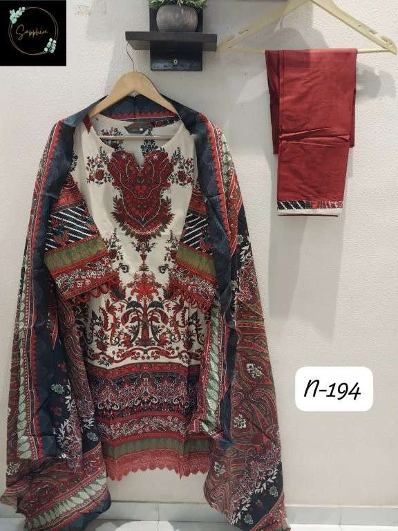 SAPPHIRE AGHA NOORAIN-194 SERIES PURE LAWN PRINTED DRESSES-00272