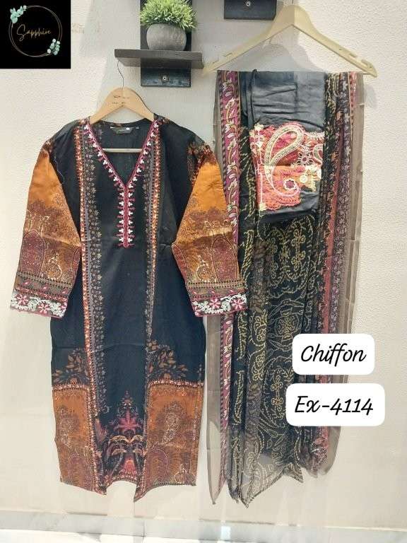 SAPPHIRE EX-4114 COLOUR PURE COTTON PRINTED PAKISTANI DRESSES-00272