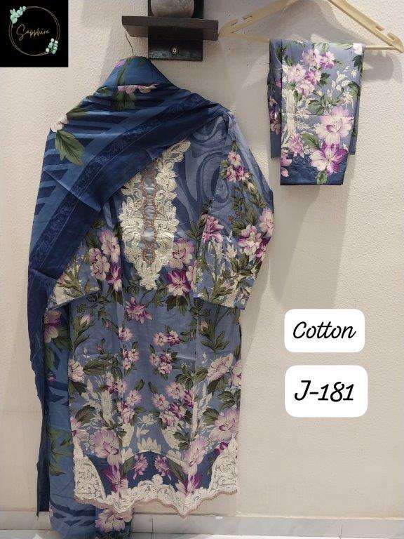 SAPPHIRE JAZMIN VOL-181 PURE LAWN COTTON PRINTED PAKISTANI DRESSES-00272