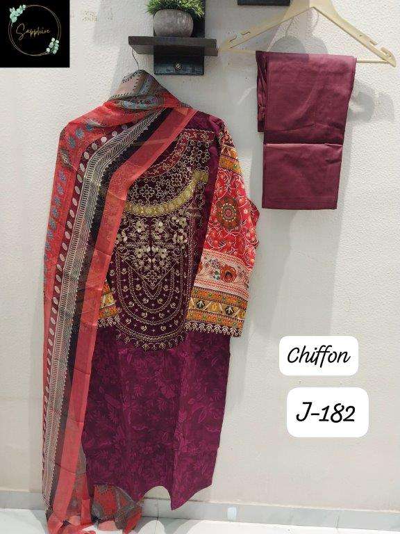 SAPPHIRE JAZMIN VOL-182 PURE LAWN COTTON PRINTED PAKISTANI DRESSES-00272