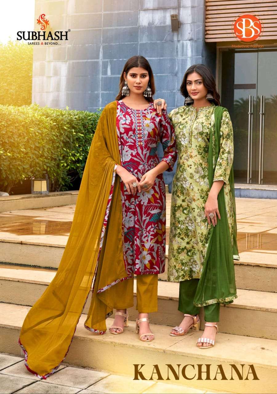 SBS FASHION KANCHANA 5915 TO 5918 SERIES PURE MODAL CHANDERI PRINTED DRESSES-00014