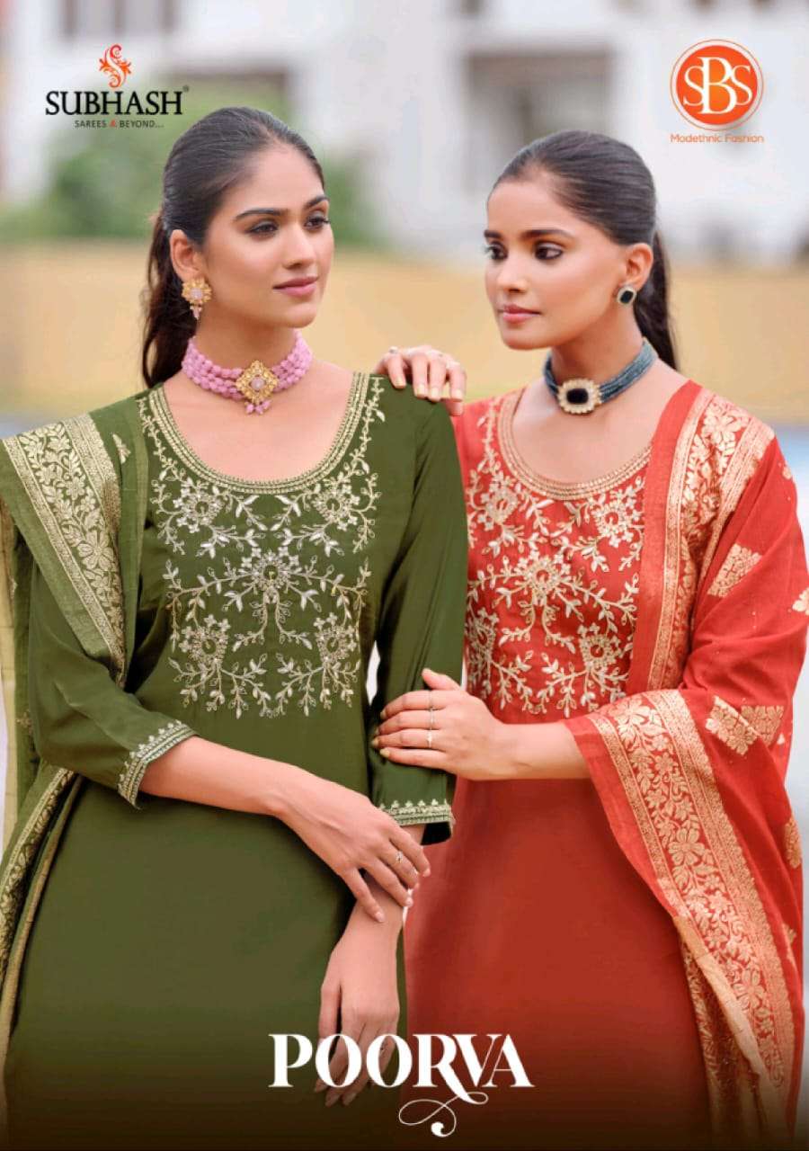 SBS FASHION POORVA DESIGNER FANCY ROMAN SILK DRESSES-00014