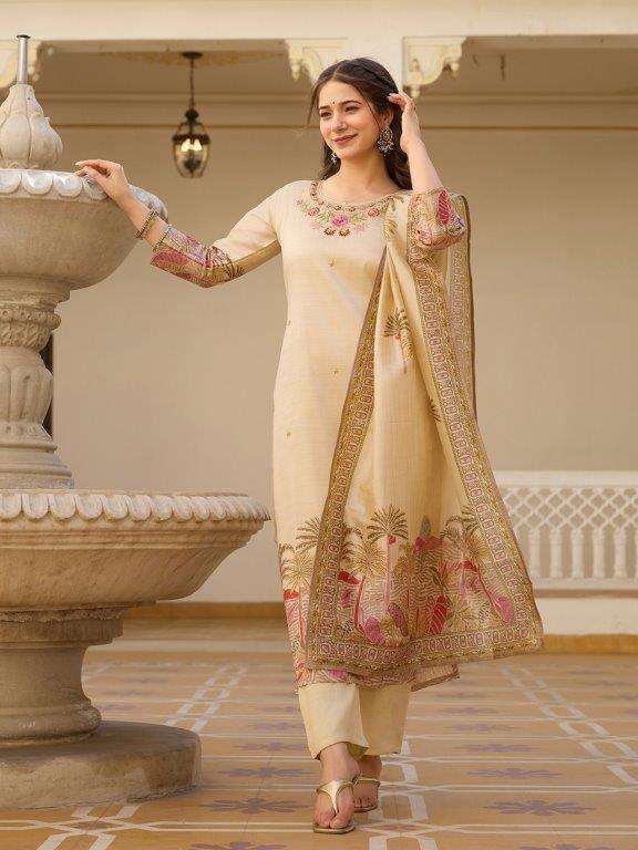 SC-22 BY ASLIWHOLESALE DESIGNER PURE VISCOSE ASSAM SILK EMBROIDERY DRESSES-00264