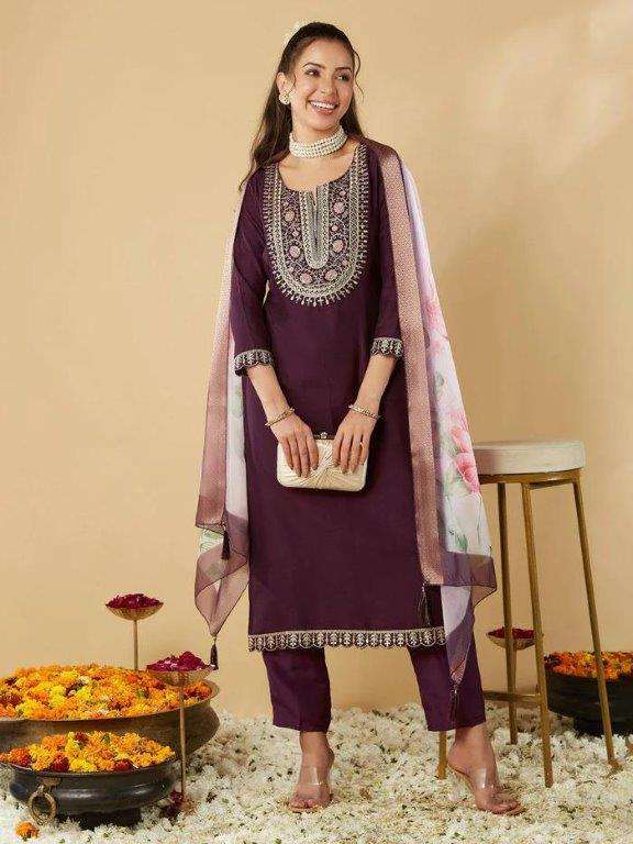 SC101 HIT COLOUR BY ASLIWHOLESALE DESIGNER PURE VISCOSE CHANDERI EMBROIDERY DRESSES-00203