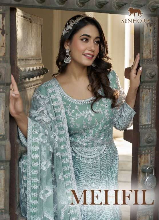 SENHORA MEHFIL PURE NET EMBROIDERY GOWNS-00035
