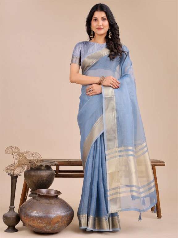 SEOUL BY ASLIWHOLESALE DESIGNER PURE ORGNAZA PRINTED SAREES-00281