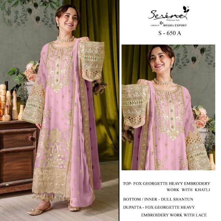 SERENE S-650 COLOUR DESIGNER FAUX GEORGETTE EMBROIDERY PAKISTANI DRESSES-00201