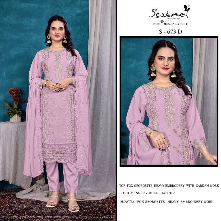 SERENE S-673 COLOUR HEAVY EMBROIDERY FAUX GEORGETTE PAKISTANI DRESSES-00201