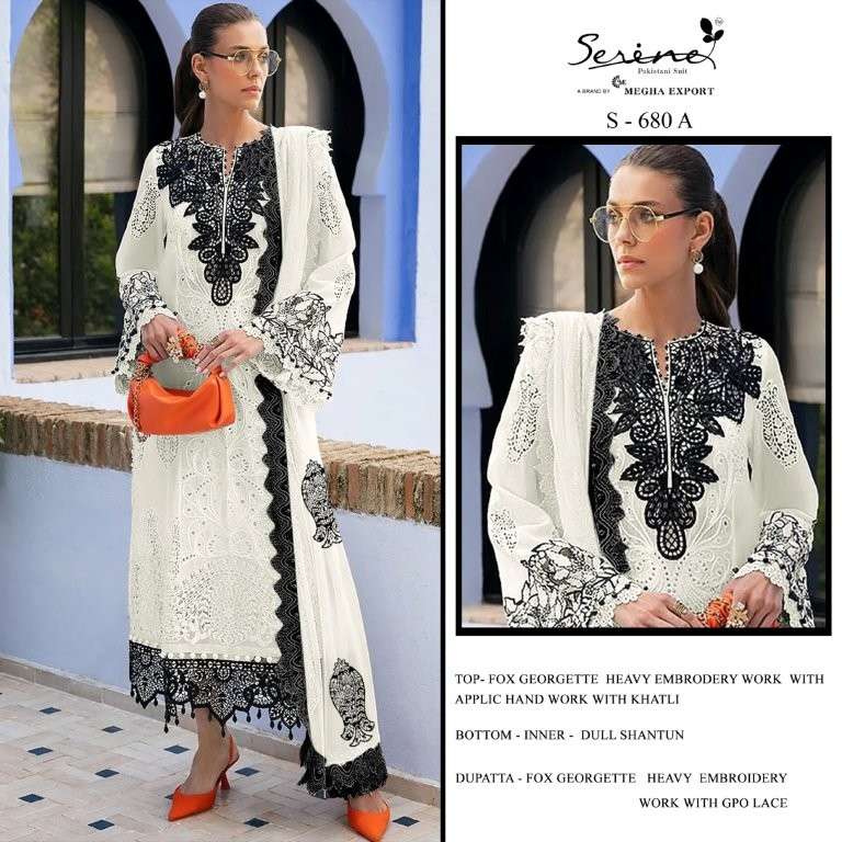 SERENE S-680 HEAVY EMBROIDERY FAUX GEORGETTE PAKISTANI DRESSES-00201