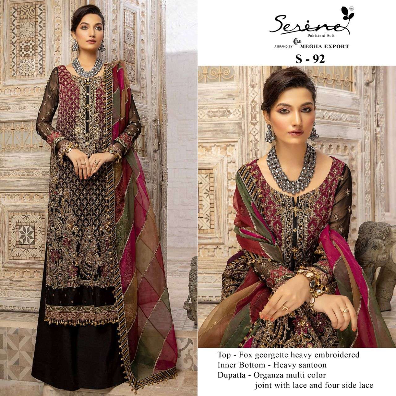 SERENE S-92 COLOUR HEAVY EMBROIDERY PAKISTANI DRESS-00201