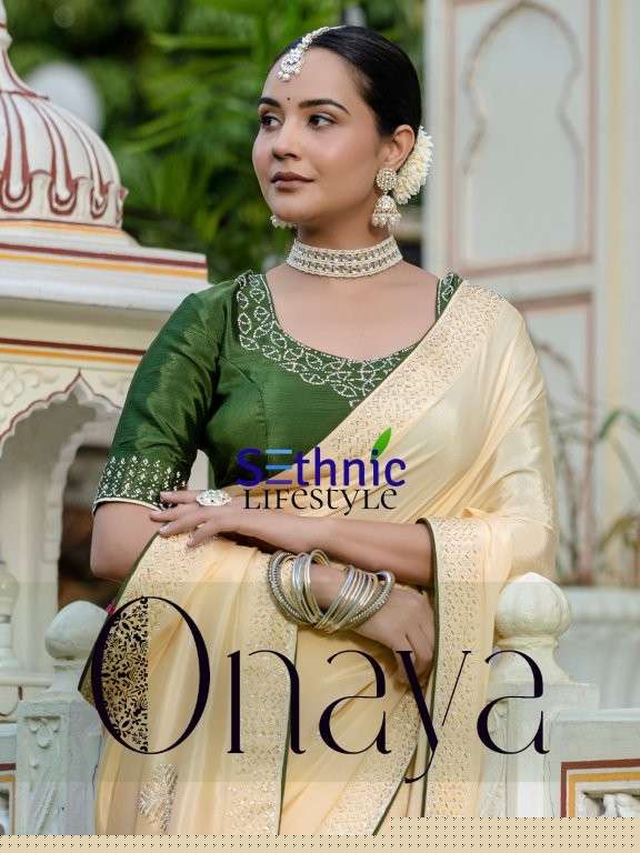 SETHNIC LIFESTYLE ONAYA 81001 TO 81002 SERIES PURE CHINON SAREES-00137