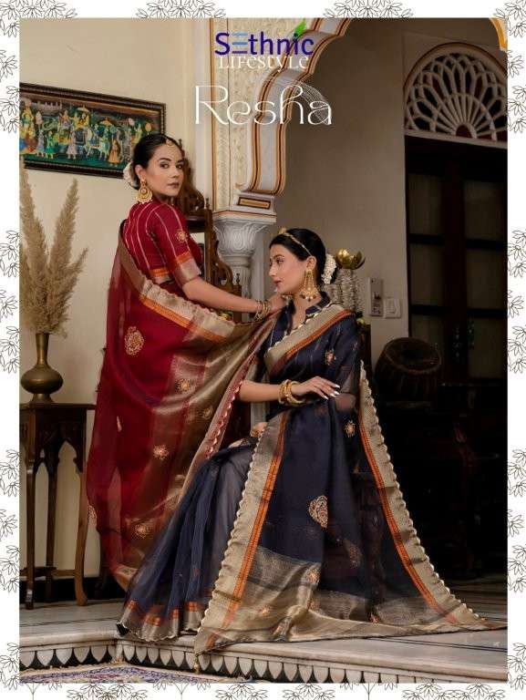 SETHNIC LIFESTYLE RESHA 83001 TO 83004 SERIES PURE LINEN WEAVING SAREES-00137
