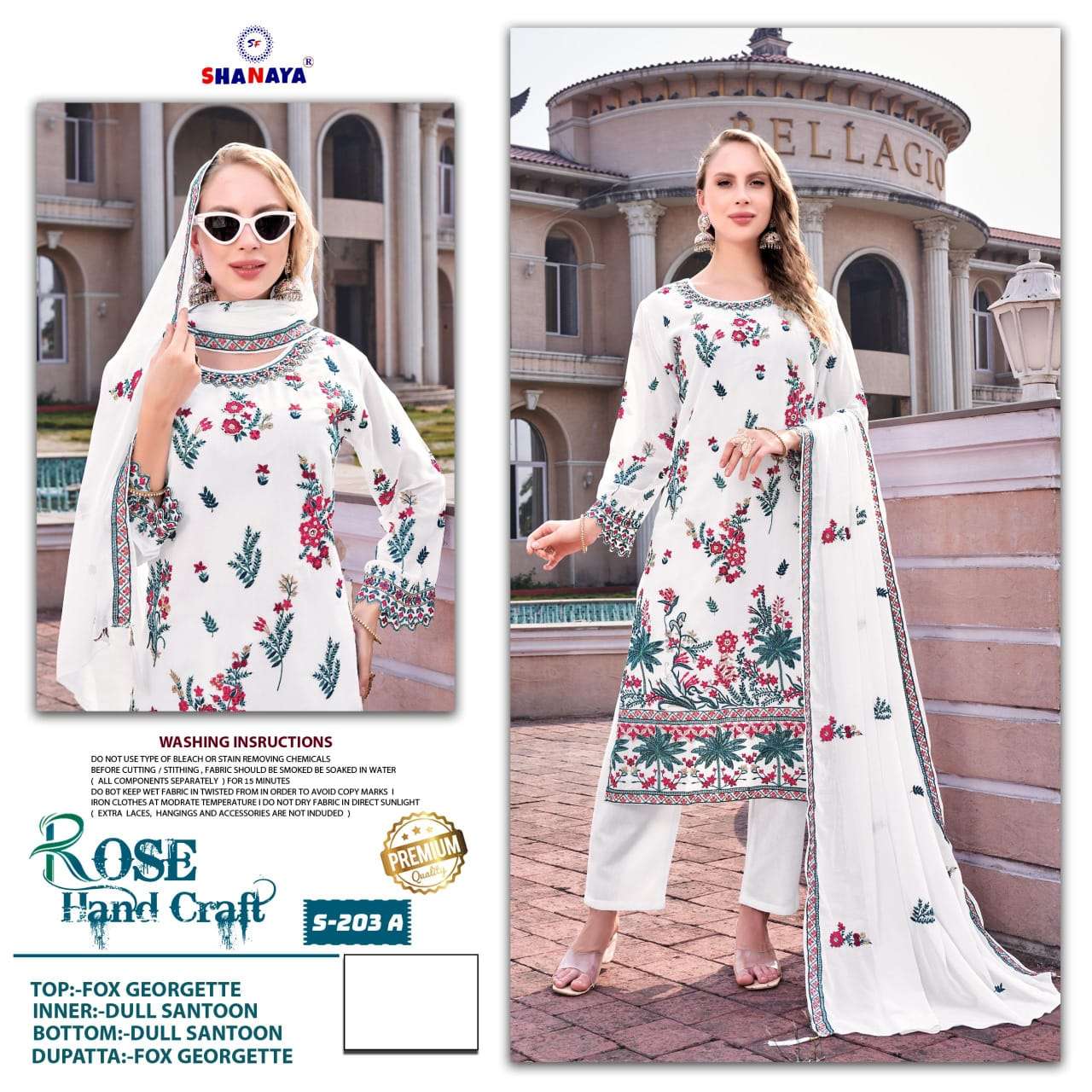 SHANAYA FASHION ROSE HAND CRAFT C-203 PURE FAUX GEORGETTE PAKISTANI DRESSES-00201