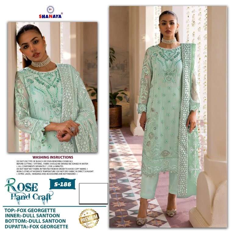 SHANAYA FASHION ROSE HAND CRAFT S-189 PURE FAUX GEORGETTE PAKISTANI DRESS-00201