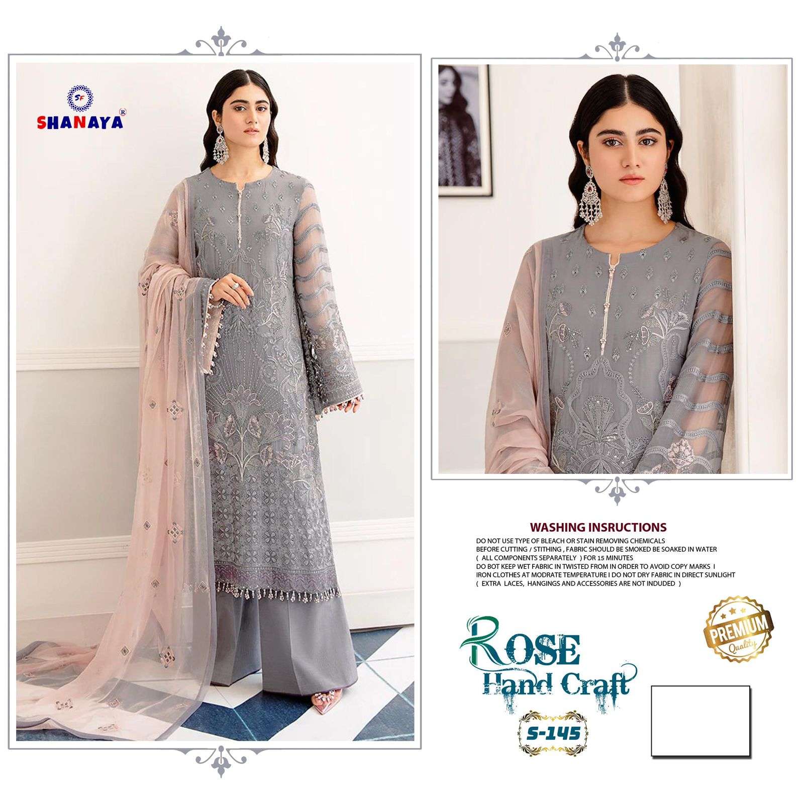 SHANAYA ROSE HAND CRAFT S145 SERIES PURE HEAVY FAUX GEORGETTE EMBROIDERY DRESSES-00201