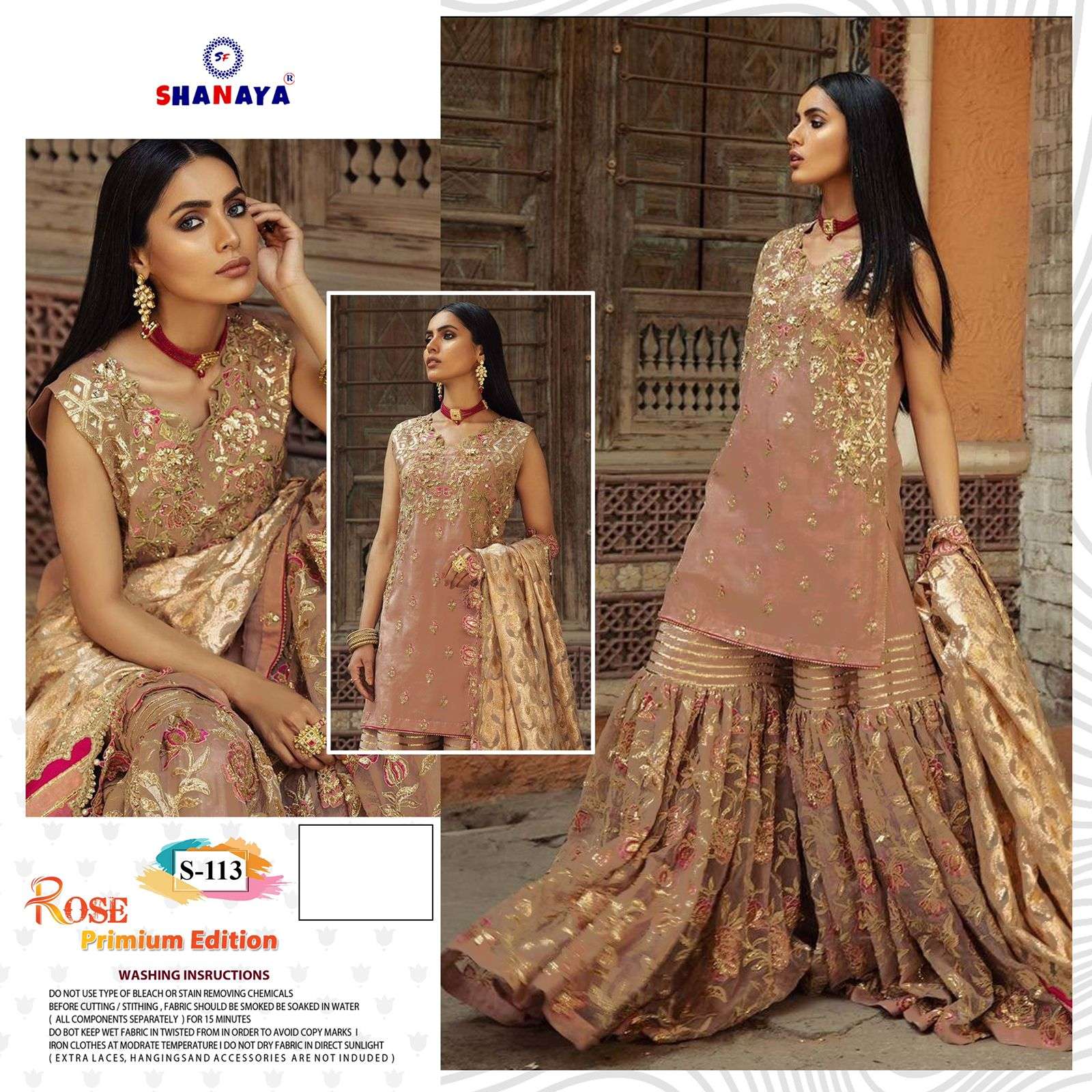 SHANAYA ROSE PRIMIUM EDITION S113 SERIES PURE HEAVY FAUX GEORGETTE EMBROIDERY DRESSES-00201