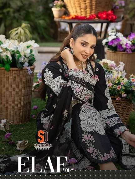 SHRADDHA DESIGNER ELAF VOL-1 1001 TO 1006 SERIES PURE COTTON PAKISTANI DRESSES-00011