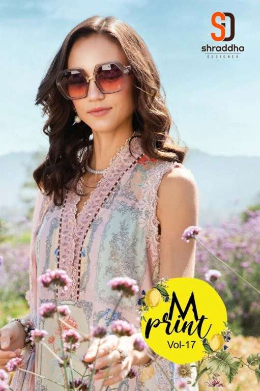SHRADDHA DESIGNER M.PRINT VOL-17 17001 TO 17004 SERIES PURE LAWN COTTON PRINTED PAKISTANI DRESSES-00...