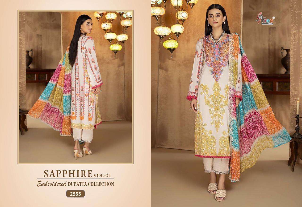 SHREE FAB 2555 COLOUR PURE COTTON EMBROIDERY PAKISTANI DRESS-00071