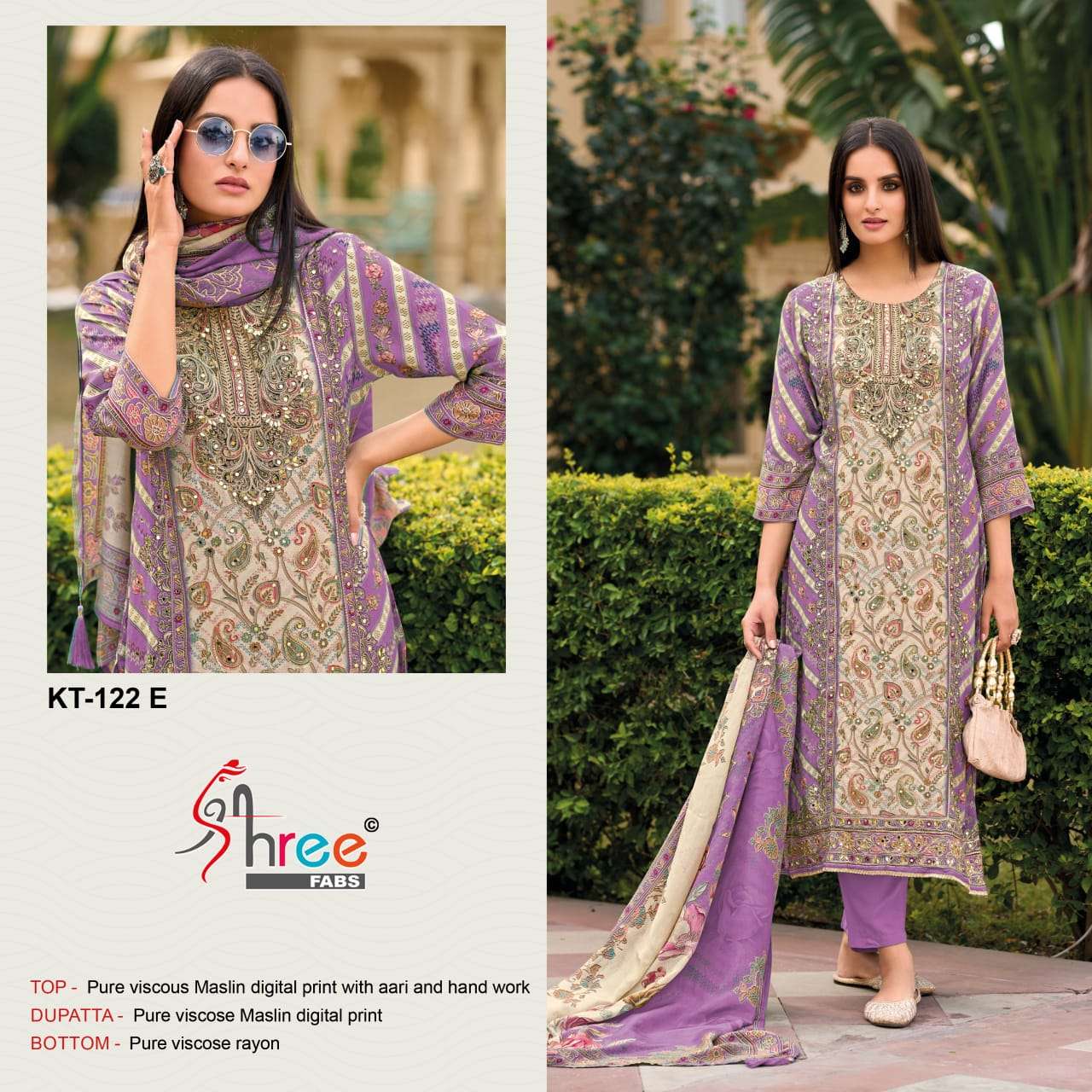SHREE FAB KT-122 HIT DESIGN HEAVY VISCOSE MUSLIN EMBROIDERY PAKISTANI DRESSES-00062
