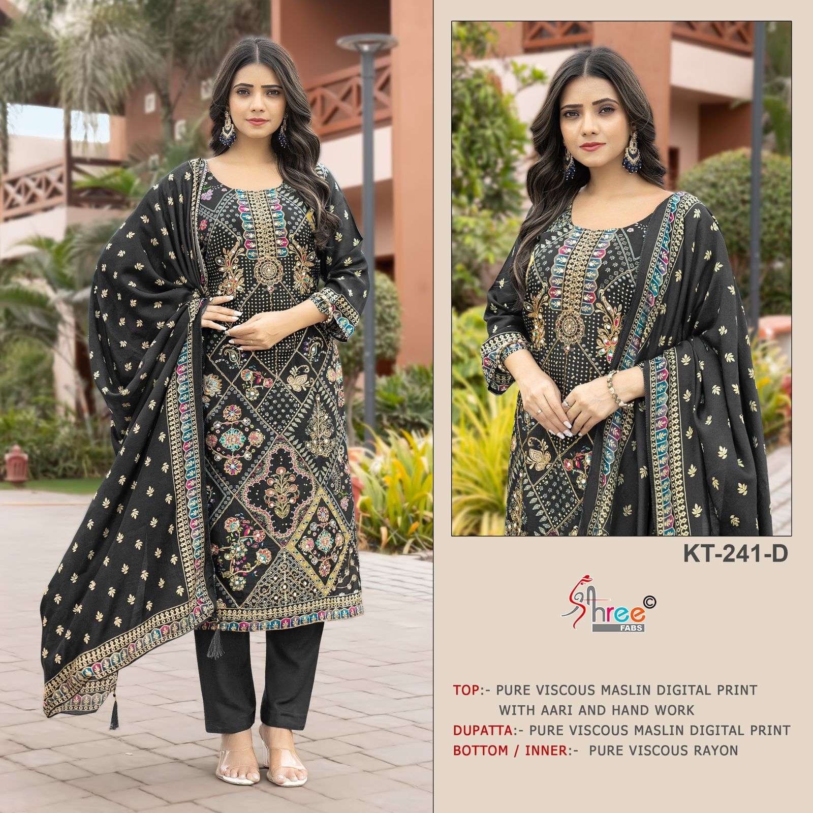 SHREE FAB KT-241 COLOUR PURE VISCOSE MUSLIN PRINTED PAKISTANI DRESSES-00011