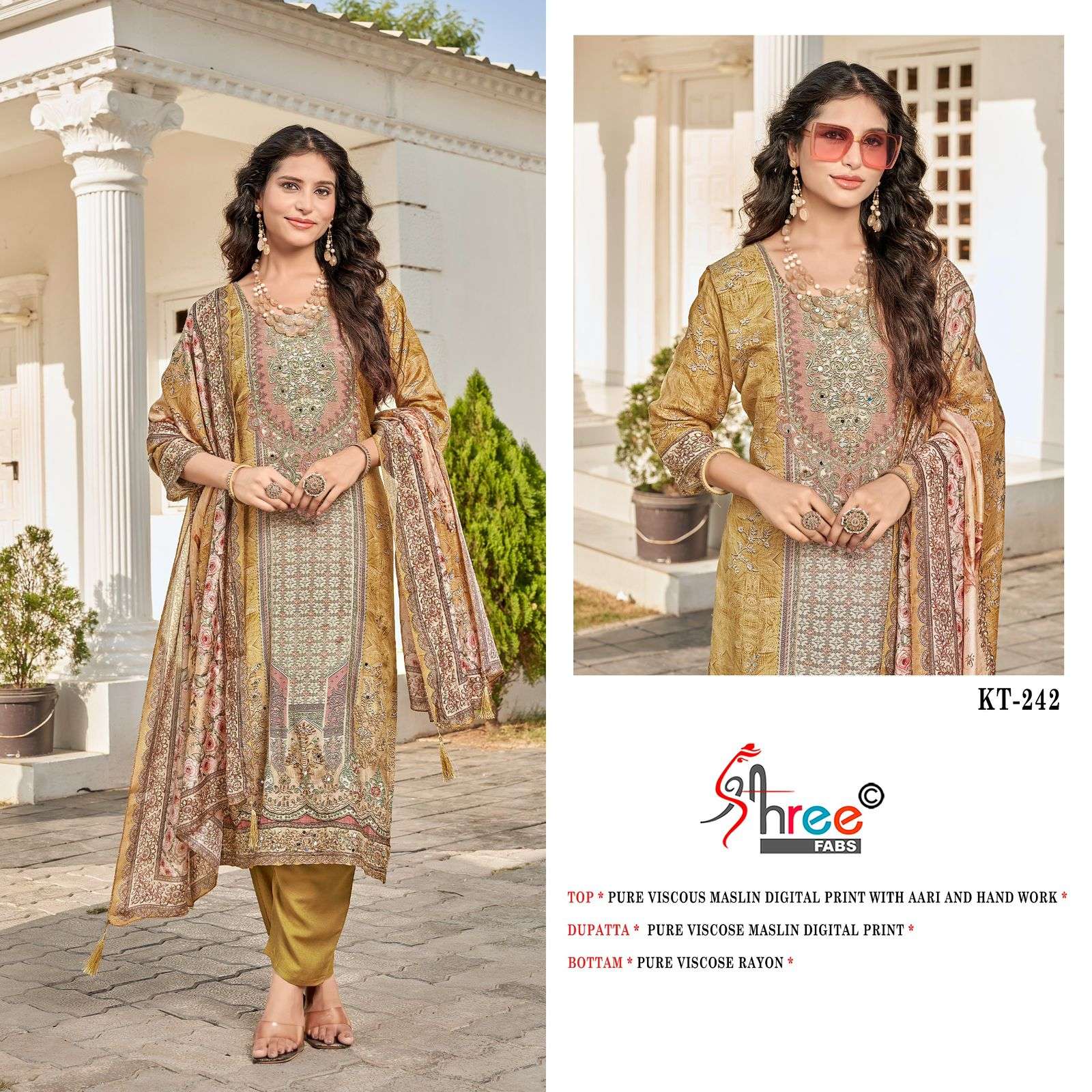 SHREE FAB KT-242 COLOUR PURE VISCOSE RAYON PRINTED PAKISTANI DRESSES-00201