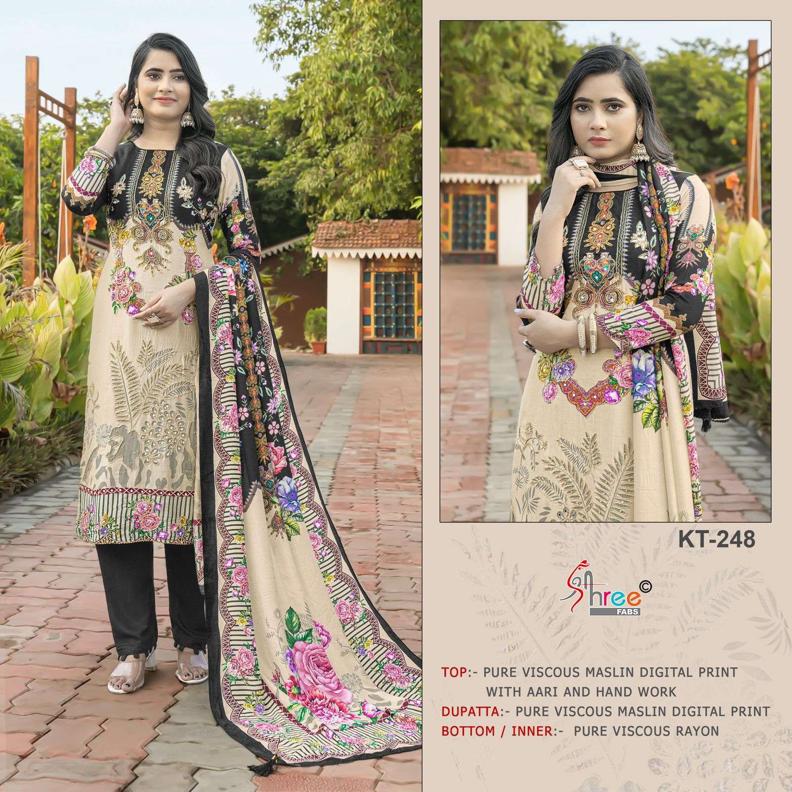 SHREE FAB KT-248 COLOUR PURE VISCOSE MUSLIN PRINTED PAKISTANI DRESS-00201