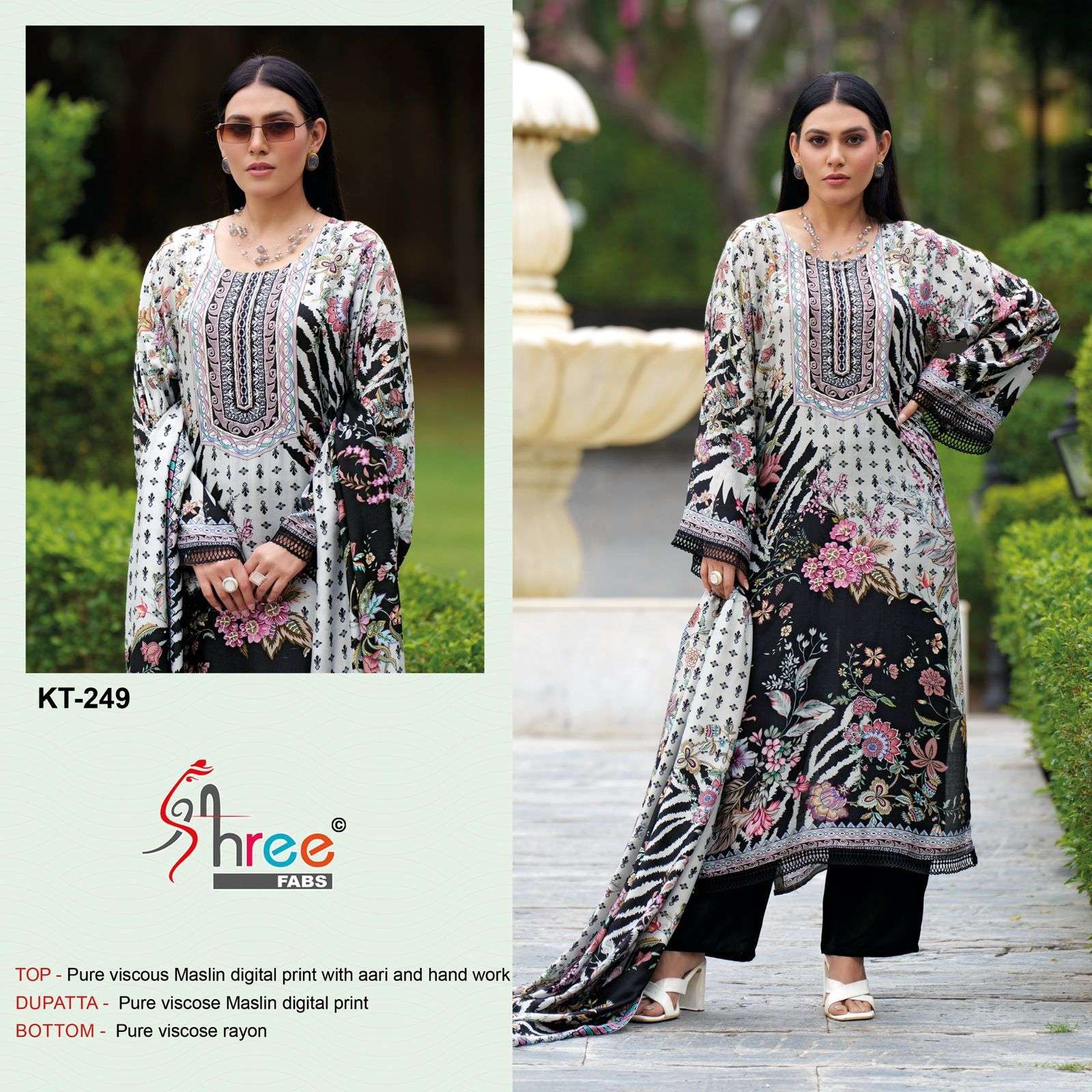 SHREE FAB KT-249 HEAVY VISCOSE MUSLIN EMBROIDERY PAKISTANI DRESS-00201
