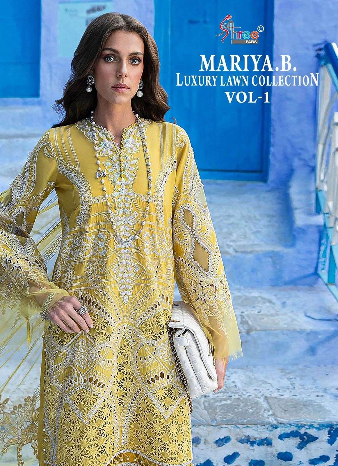 SHREE FAB MARIYA-B LUXURY LAWN COLLECTION VOL-1 3879 TO 3885 SERIES PURE COTTON PRINTED DRESSES-0001...