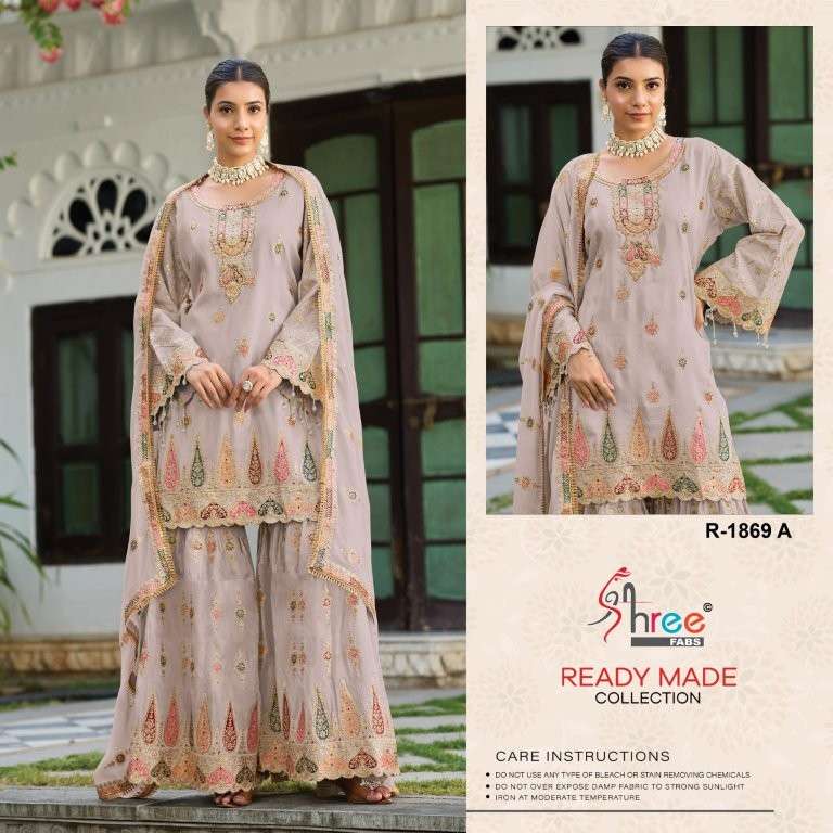 SHREE FAB R-1869 COLOUR HEAVY EMBROIDERY CHINON PAKISTANI DRESSES-00011
