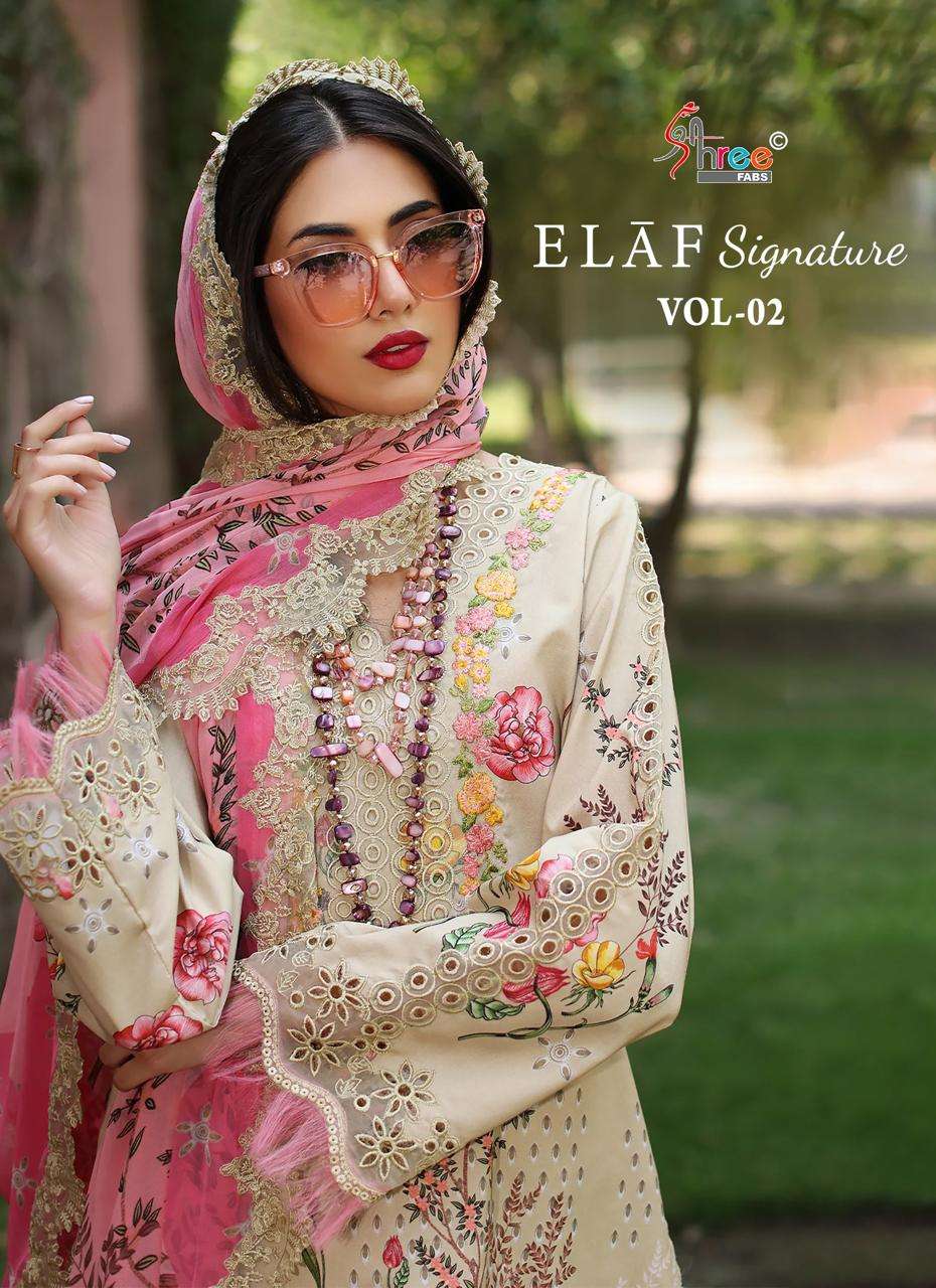 SHREE FABS ELAF SIGNATURE VOL-02 HEAVY EMBROIDERED COTTON PAKISTANI DRESSES-00011