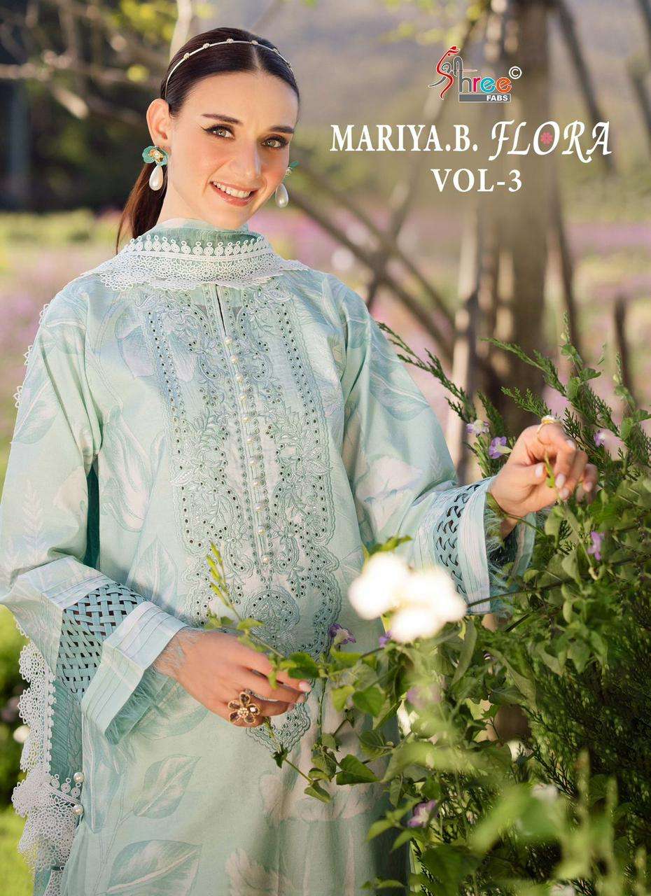 SHREE FABS MARIA.B FLORA VOL-03 3835 TO 3838 SERIES PURE COTTON PRINTED PAKISTANI DRESSES-00201