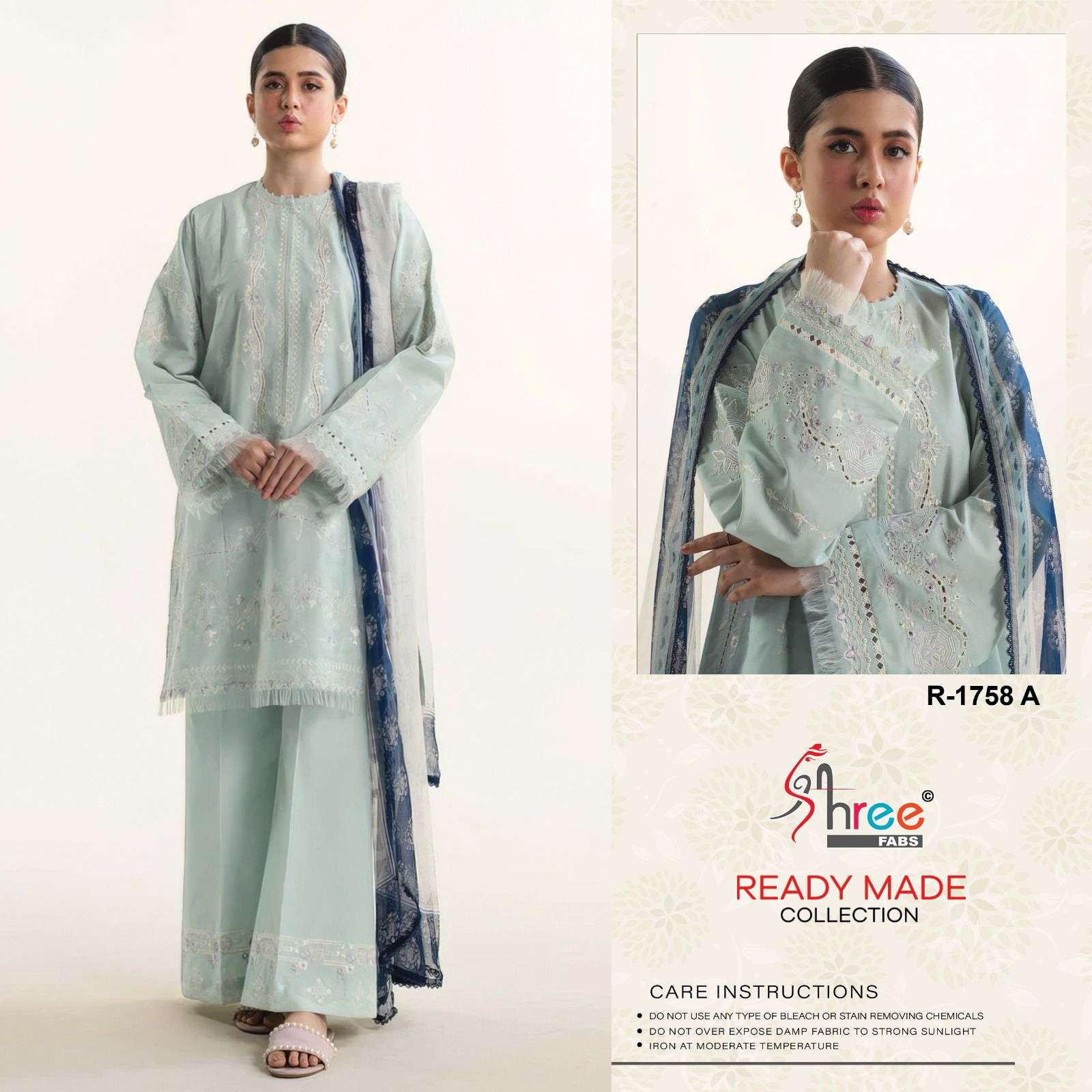 SHREE FABS R-1758 HEAVY CAMBRIC COTTON LAWN PAKISTANI DRESSES-00011