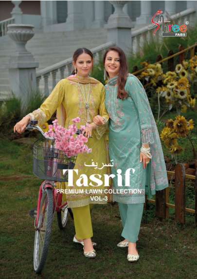 SHREE FABS TASRIF VOL-03 PURE LAWN COTTON HEAVY EMBROIDERY PAKISTANI DESSES-00201