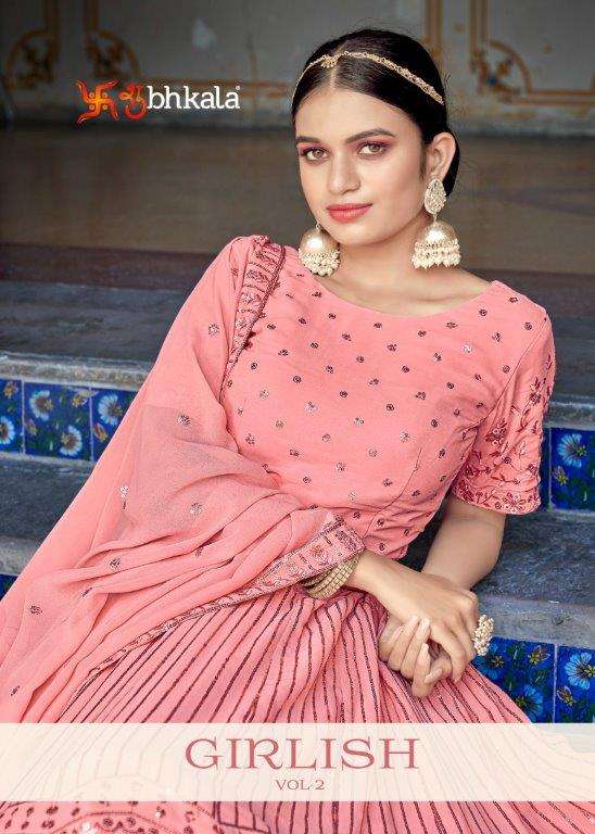 SHUBHKALA GIRLISH VOL-2 152 TO 154 SERIES PURE GEORGETTE EMBROIDERY LEHENGAS-00278