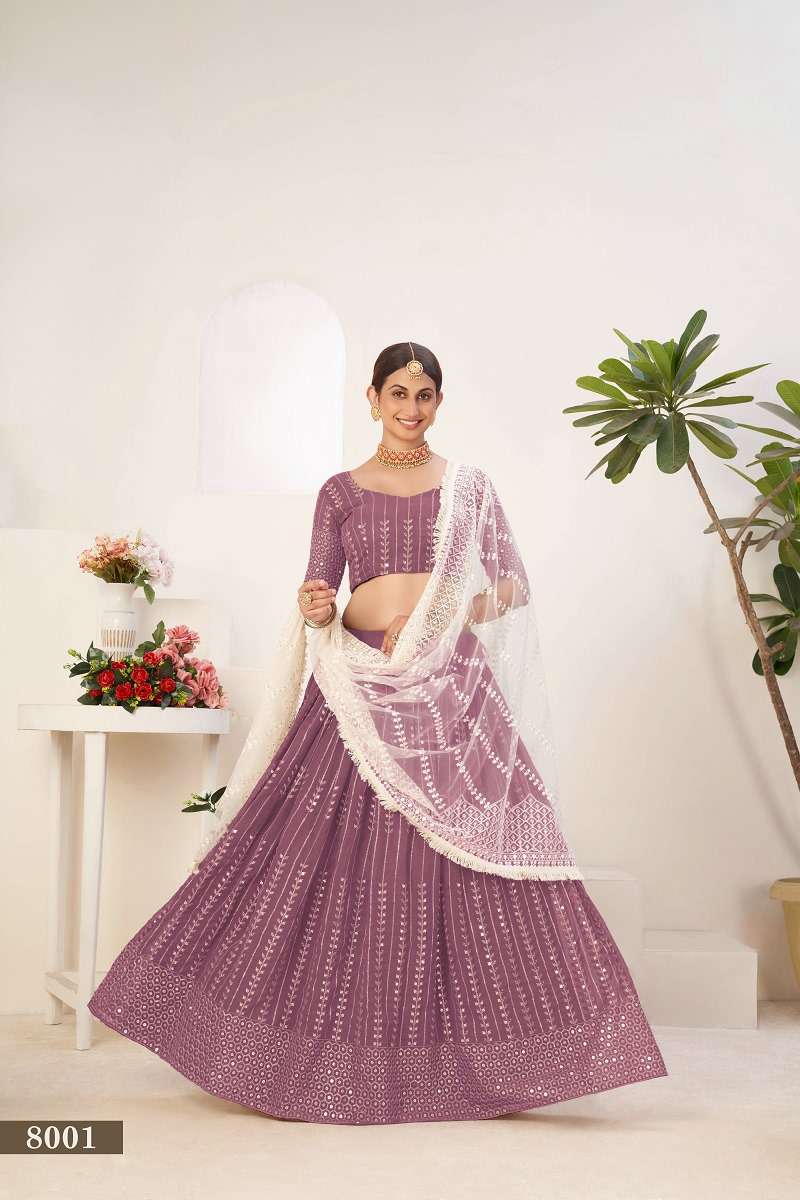SIYA VOL-1 8001 BY ASLIWHOLESALE DESIGNER PURE GEORGETTE LEHENGAS-00060