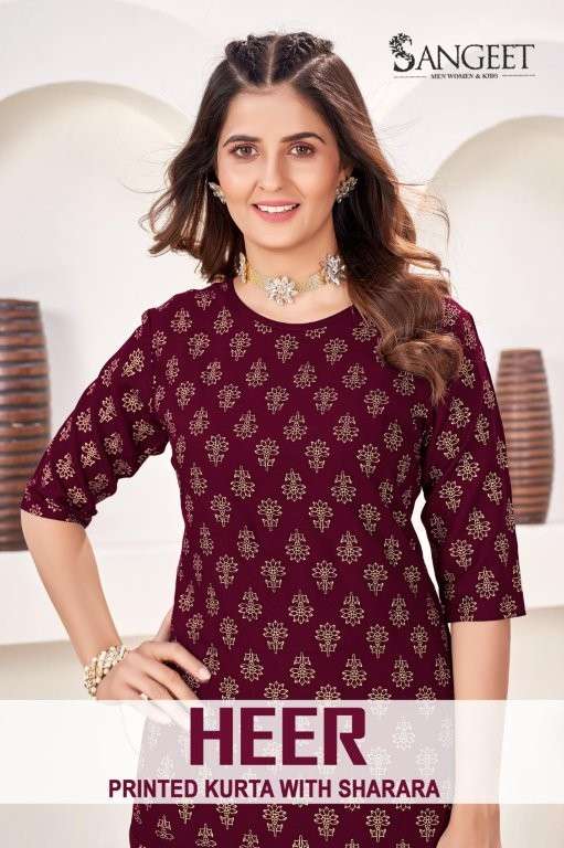 SNAGEET HEER 1001 TO 1006 SERIES PURE RAYON PRINTED KURTIS-00014