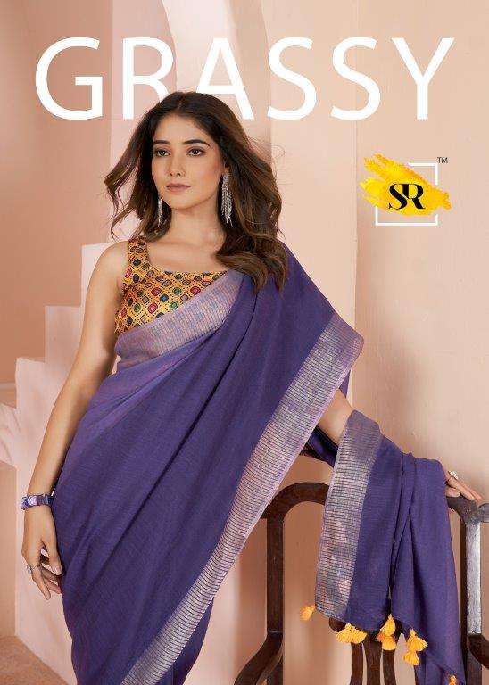 SR GRASSY 1001 TO 1010 SERIES PURE LINEN PRINTED SAREES-00178