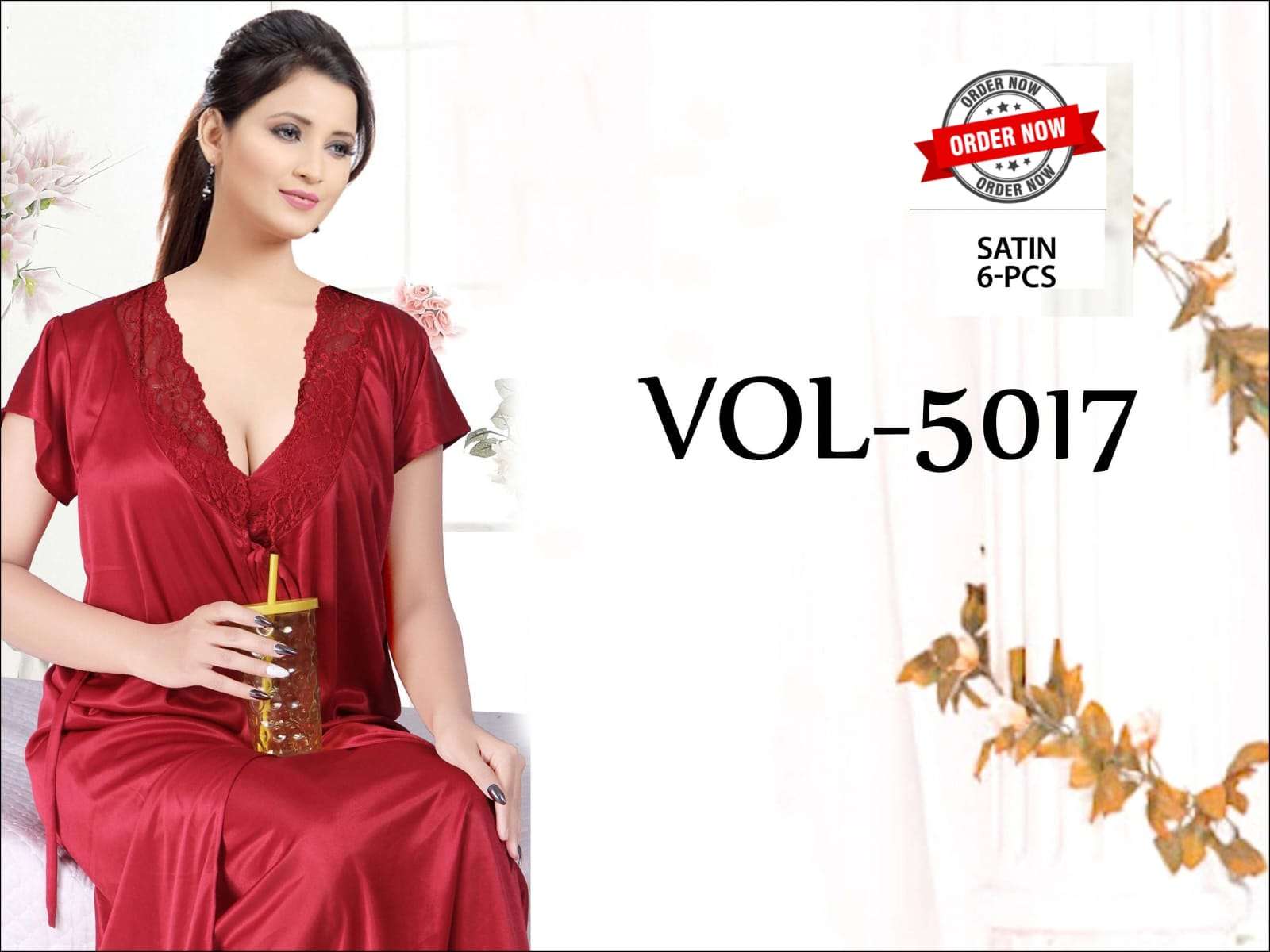 SUMMER SEPCIAL VOL-5017 BY ASLIWHOLESALE DESIGNER PURE PLAIN SATTIN NIGHTY-00093