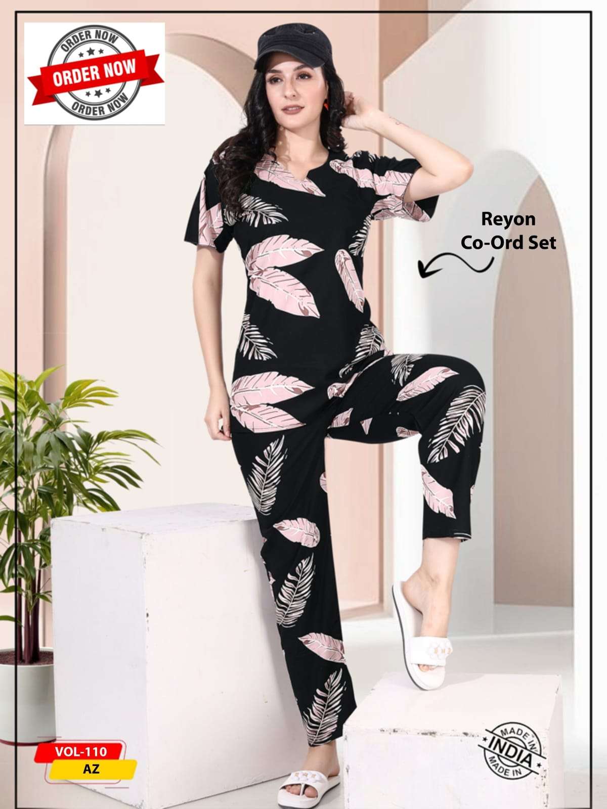 SUMMER SPECIAL 110 BY ASLIWHOLESALE DESIGNER PURE RAYON PRINTED CO-ORD-00093